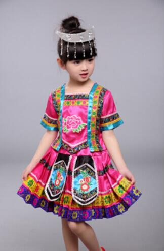 女童彝族苗族舞蹈服装